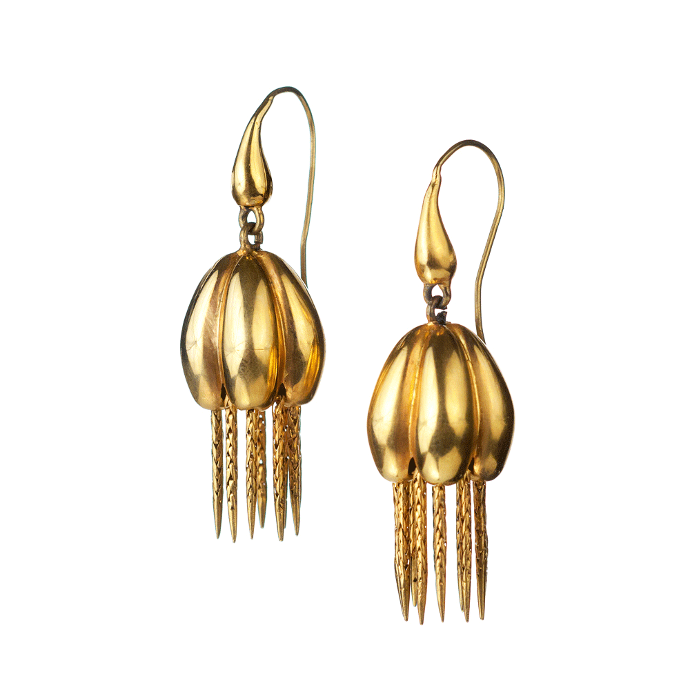 Victorian Earrings on Russie  Victorian Gold Pumpkin Earrings     Faberge  Antique Jewelry