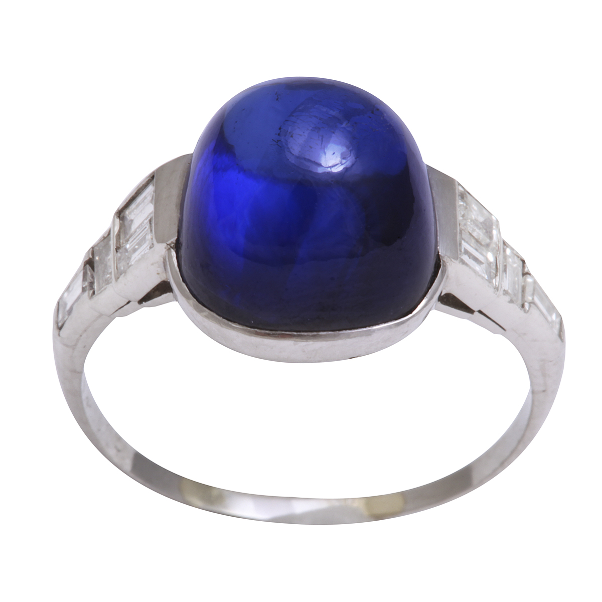 HOLD Stunning Bvlgari 18k White Gold Diamond Sugarloaf Cabochon Sapphire  Ring
