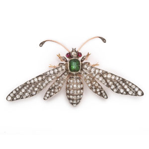 Diamond and Emerald Wasp Brooch by Fontanna