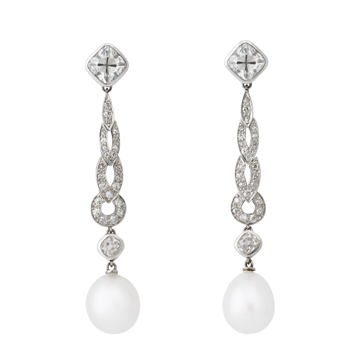 Natural Pearl and Diamond Drop Earrings – A La Vieille Russie FABERGE ...