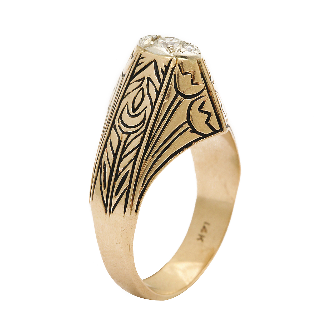 Buy 22k Yellow Gold Floral Multistone Antique Ring Online | Madanji Meghraj