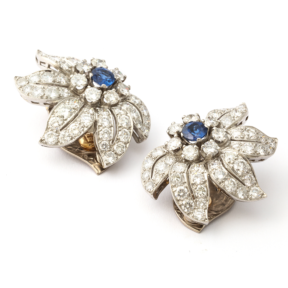 Sapphire and Diamond Floral Clip Earrings – A La Vieille Russie FABERGE ...