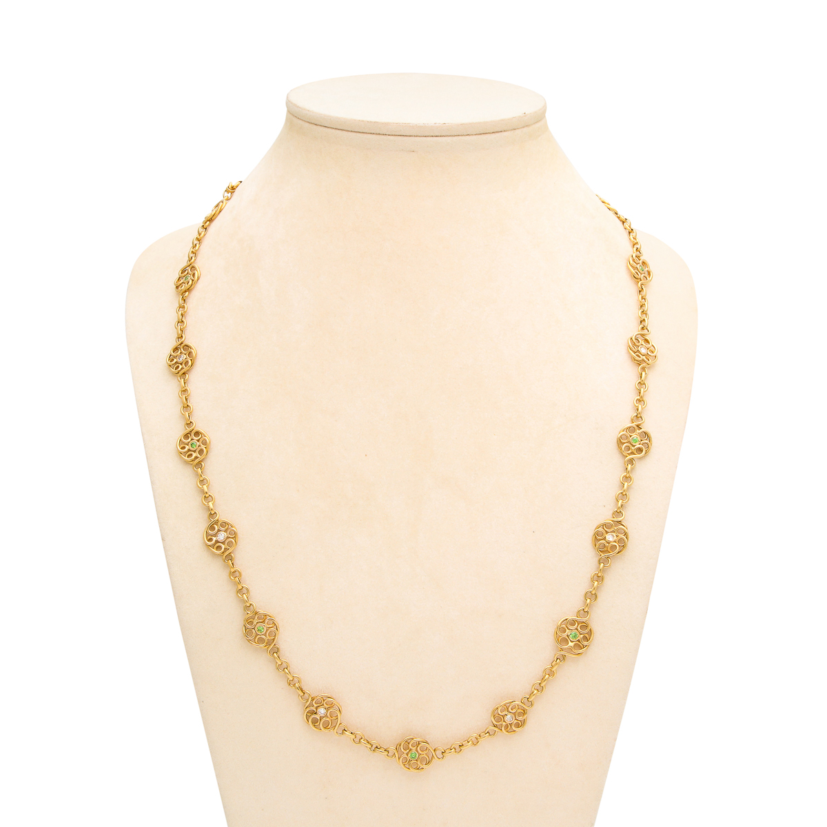 Gold, Diamond, and Green Garnet Chain Necklace – A La Vieille Russie ...