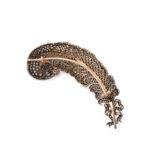 back view of diamond feather brooch