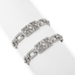 another view of the two diamond and platinum bracelets