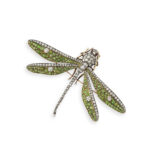 other view of green garnet and diamond dragonfly brooch