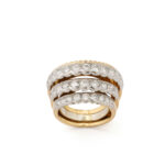 other view of gold and diamond stepped bombe ring