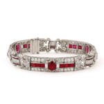 Burma ruby and baguette- and brilliant-cut diamond bracelet set in platinum