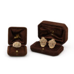 gold and diamond floral cluster earrings and matching ring in Van Cleef & Arpels boxes