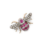 other view of ruby and diamond bee brooch