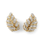 gold and diamond leaf earrings