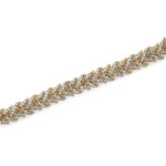 gold and diamond herringbone design bracelet