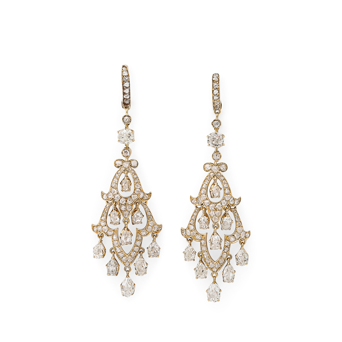 gold and diamond chandelier earrings