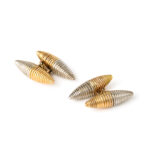 Pair of tubular-form double cufflinks, each tube is divided between platinum and gold ends.