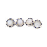 carved moonstone double cufflinks with diamond and sapphire border