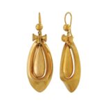 gold articulated tear drop earrings