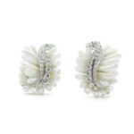 Mississippi river pearl and diamond cluster earrings