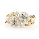 Mississippi river pearl and diamond rose bracelet set in gold