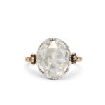 crown rose diamond ring set in silver with gold shank