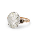 other view, crown rose diamond ring set in silver with gold shank