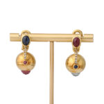 18k gold multi-colored gem-set earrings
