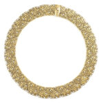 gold and diamond necklace by Alex Sepkus