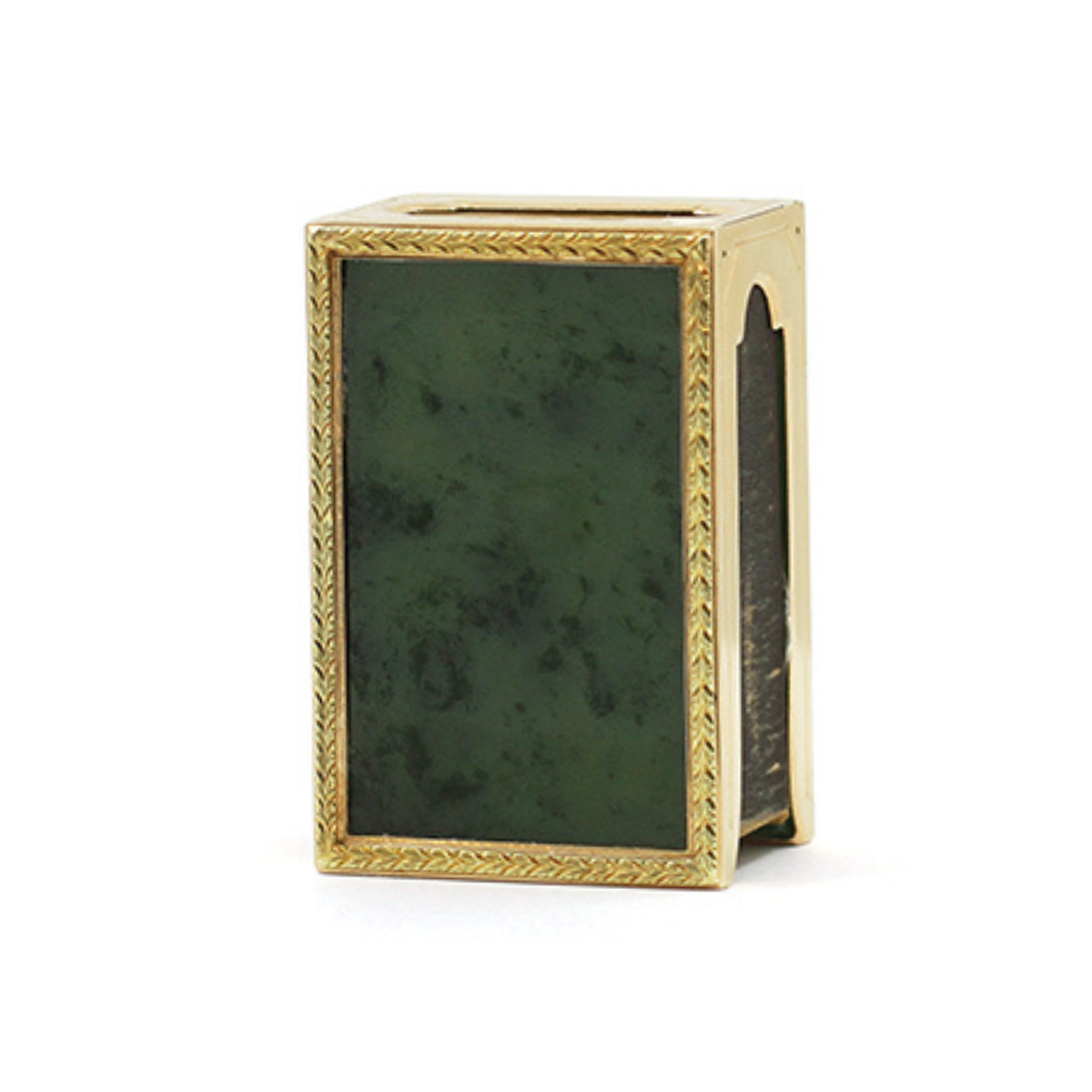 Gold-mounted nephrite matchbox holder