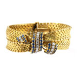 Cartier Gold Bracelet with Sapphire and Brilliant-Cut Diamond Bow 1