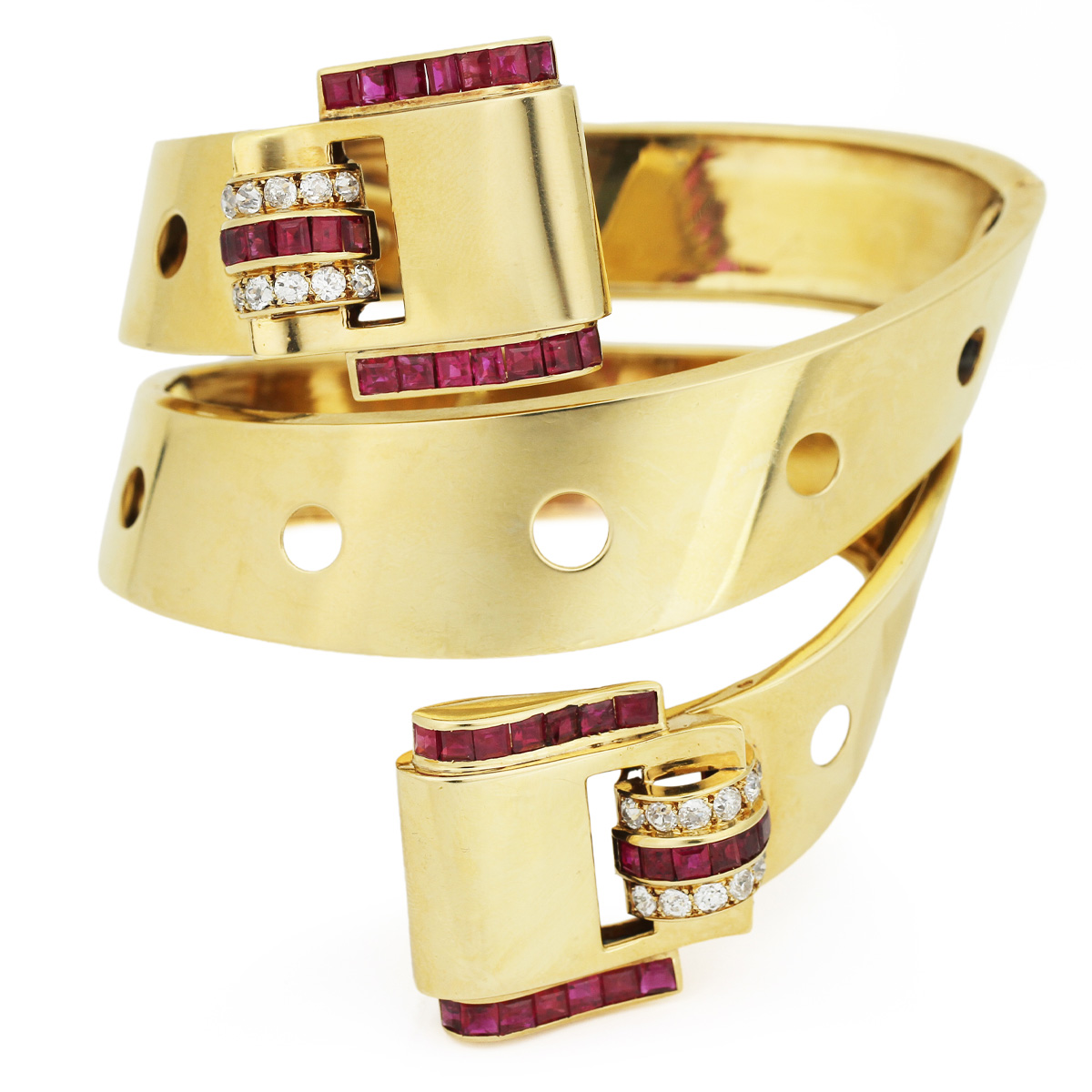 Diamond Ruby Gold Cuff Bracelet 17640