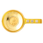 Fabergé 18k gold and yellow guilloché kovsh top view