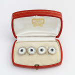 Vintage Cartier Agate, Diamond, and Sapphire Cufflinks